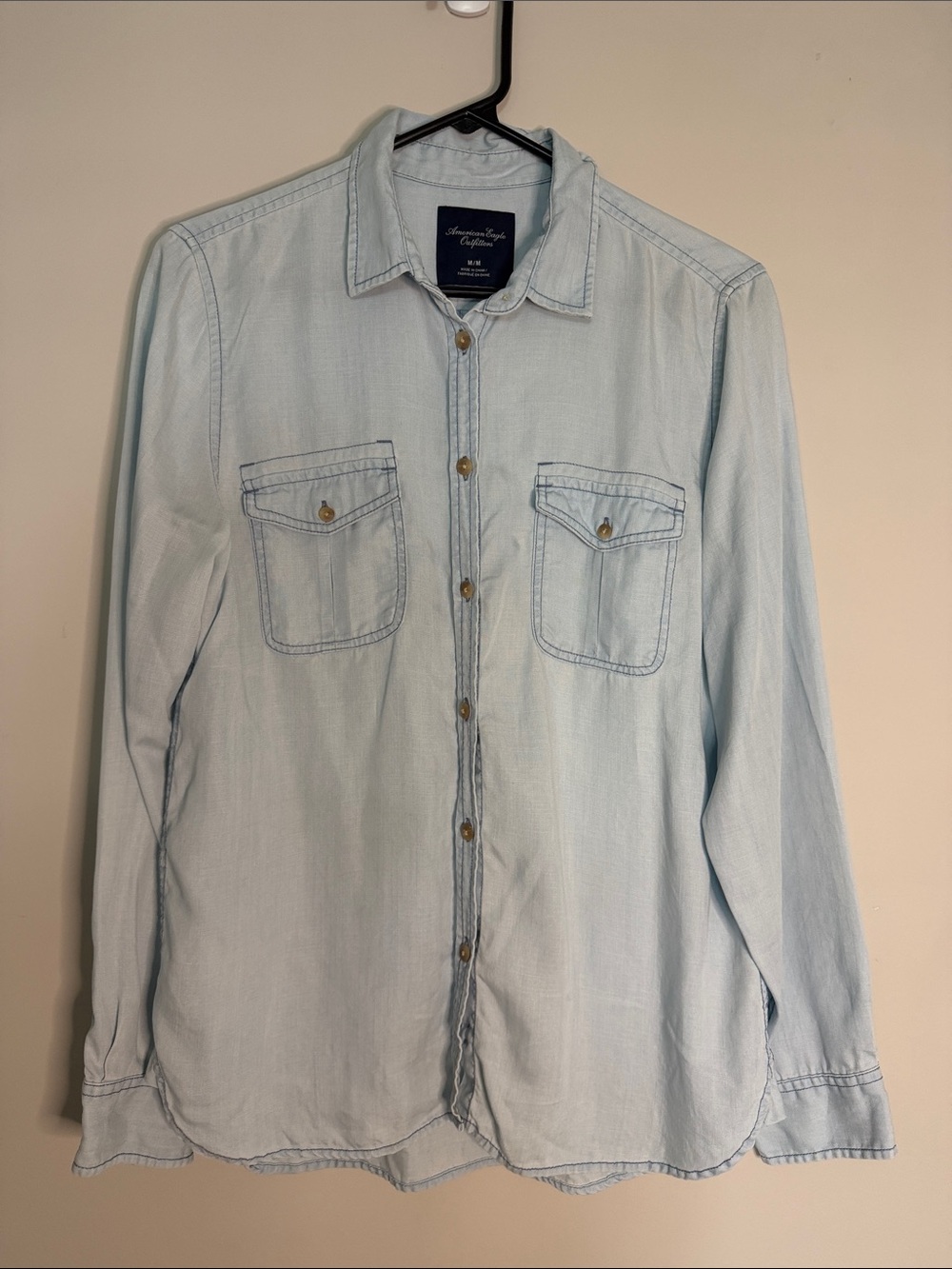 American Eagle Outfitters Light Blue Denim Shirt